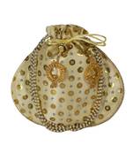 Beautiful Light Weight Potli Style Clutch Bag with Dotted Pattern For Women (Golden)