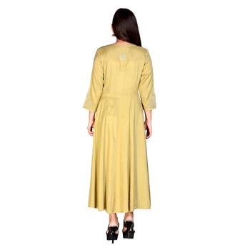 Womens Kurtalong Viscose Zari Dori Emb Boota Anarkali Flared 3/Q Elite 14 2