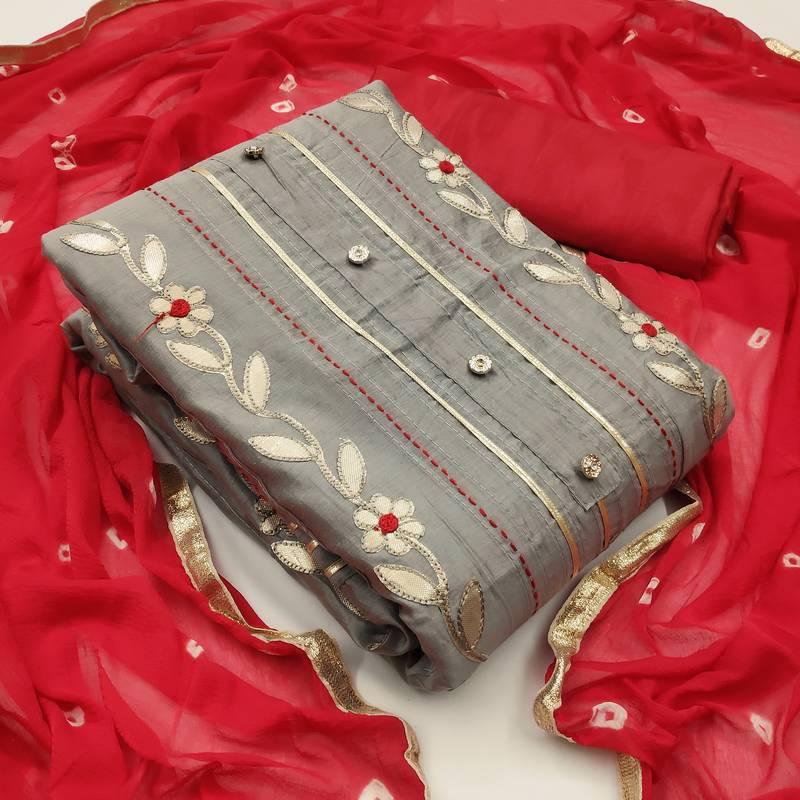 Grey gotta patti chanderi salwar