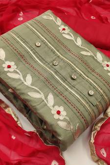 Light-olive gotta patti chanderi salwar