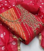 Red Bandhej Jacquard Salwar