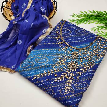 Blue bandhej jacquard salwar 1