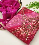 Pink Bandhej Jacquard Salwar