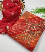 Red Bandhej Jacquard Salwar