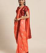 Peach Printed Art Silk Saree With Blouse