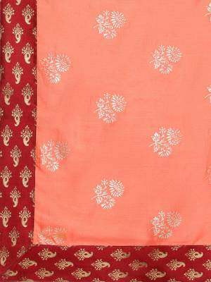 Peach Printed Art Silk Saree With Blouse 3