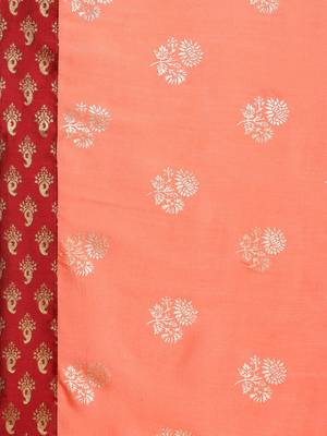 Peach Printed Art Silk Saree With Blouse 4