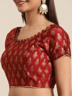 Peach Printed Art Silk Saree With Blouse 5
