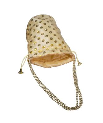 Beautiful Light Weight Potli Pouch with Dotted Pattern For Women Golden (Single Bag) 3