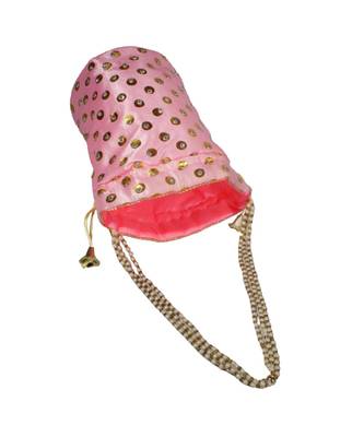 Beautiful Light Weight Potli Pouch with Dotted Pattern For Women Baby Pink (Single Bag) 3