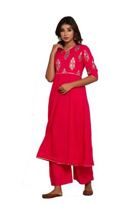  Women's Gold Print Anarkali Style Kurta 1