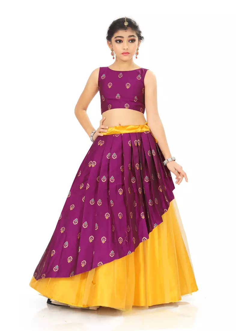 Kids Bit And Yellow Lehenga Choli