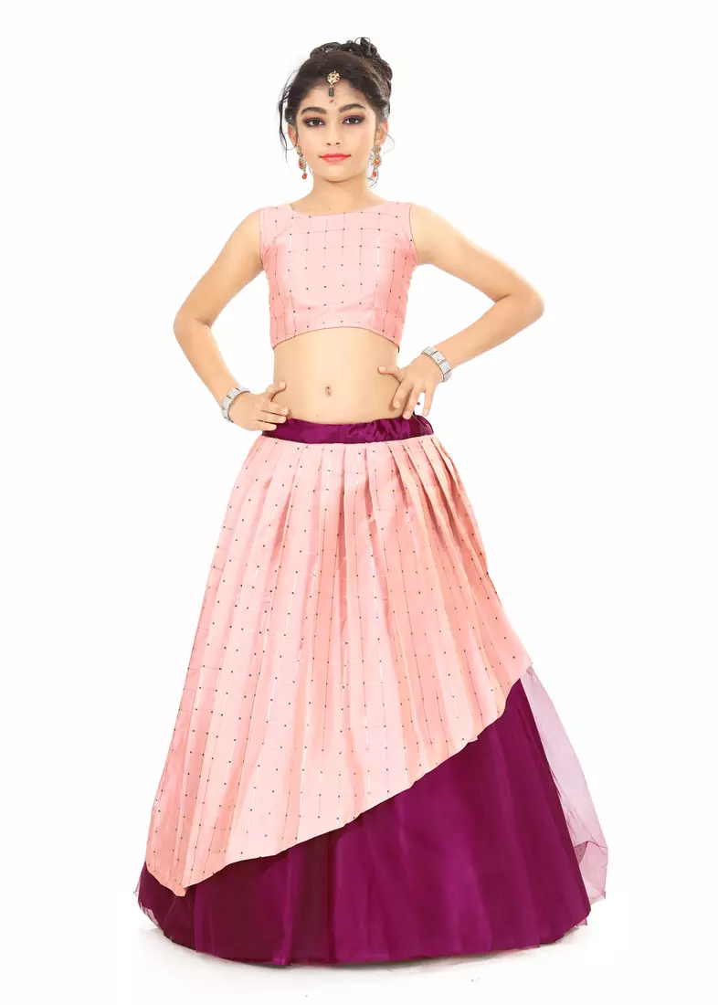 Kids Pink Readymade Lehenga Choli 