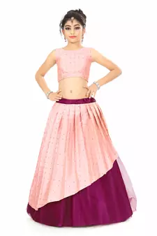 Kids Pink Readymade Lehenga Choli 