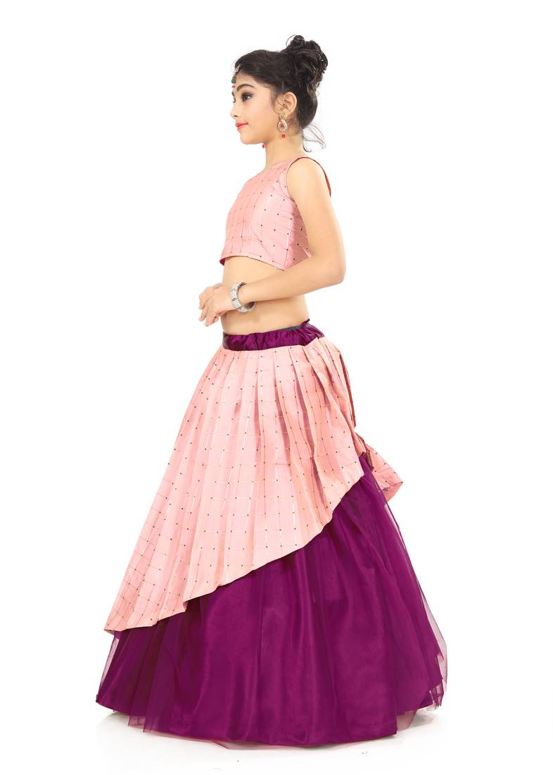 Kids Pink Readymade Lehenga Choli 