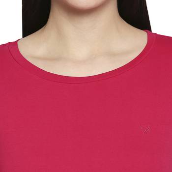 Pink Solid Plain Casual Top/Tees for Women in Cotton Fabric with Full Sleeves 4
