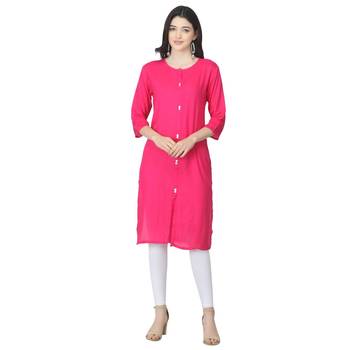 Pink plain rayon kurtas-and-kurtis 1