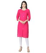 Pink plain rayon kurtas-and-kurtis