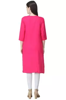 Pink plain rayon kurtas-and-kurtis