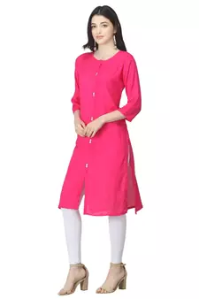 Pink plain rayon kurtas-and-kurtis