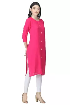 Pink plain rayon kurtas-and-kurtis