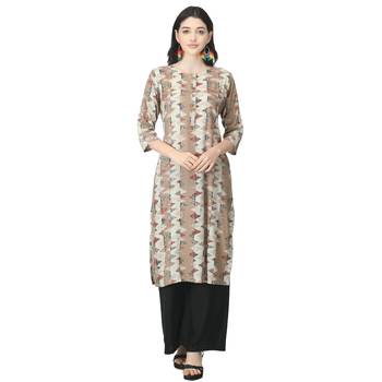 Brown printed rayon kurtas-and-kurtis 1