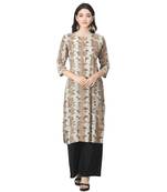 Brown printed rayon kurtas-and-kurtis