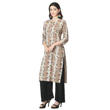 Brown printed rayon kurtas-and-kurtis 3
