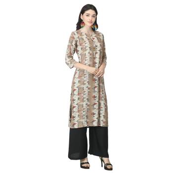 Brown printed rayon kurtas-and-kurtis 4