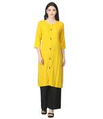 Yellow plain rayon kurtas-and-kurtis