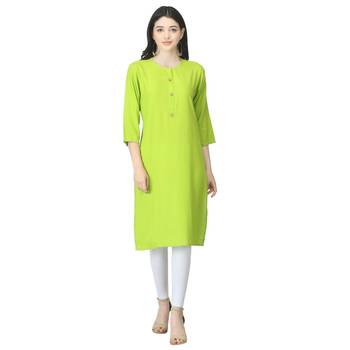 Green plain rayon kurtas-and-kurtis 1