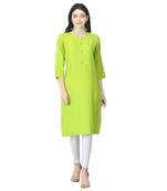 Green plain rayon kurtas-and-kurtis