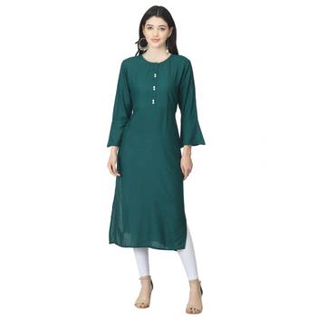 Green plain rayon kurtas-and-kurtis 1