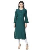 Green plain rayon kurtas-and-kurtis