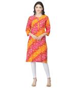 Pink printed cotton cotton-kurtis