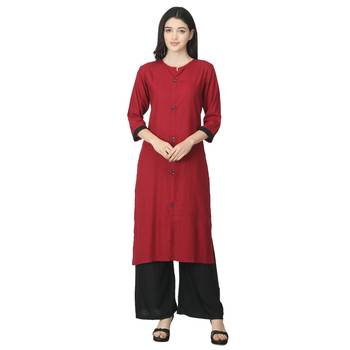 Maroon plain cotton cotton-kurtis 1