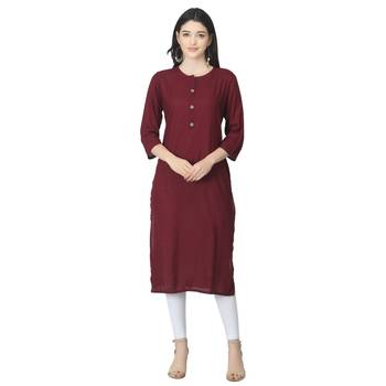 Maroon plain cotton cotton-kurtis 1