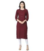 Maroon plain cotton cotton-kurtis