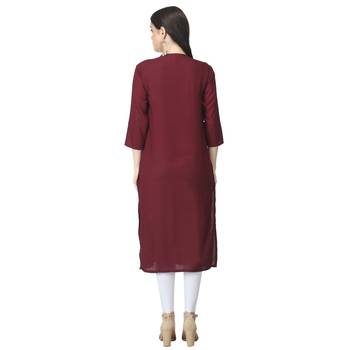Maroon plain cotton cotton-kurtis 2