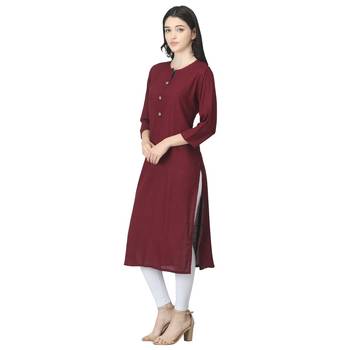 Maroon plain cotton cotton-kurtis 3
