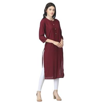 Maroon plain cotton cotton-kurtis 4
