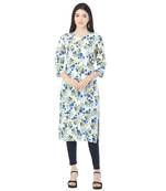 Blue printed cotton cotton-kurtis