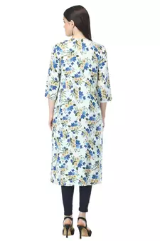 Blue printed cotton cotton-kurtis