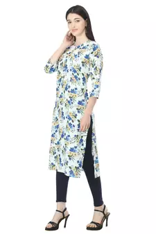 Blue printed cotton cotton-kurtis