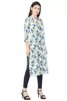 Blue printed cotton cotton-kurtis