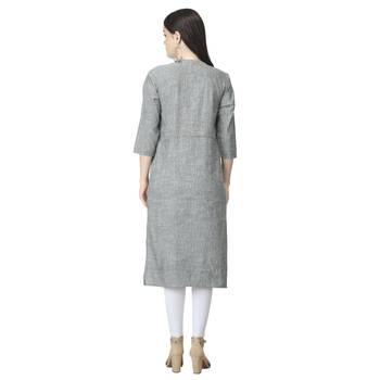 Grey plain cotton cotton-kurtis 2