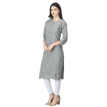 Grey plain cotton cotton-kurtis 3
