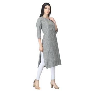 Grey plain cotton cotton-kurtis 4