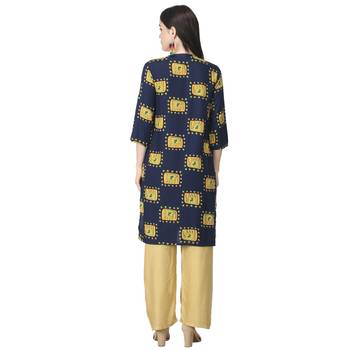 Navy-blue printed cotton cotton-kurtis 2