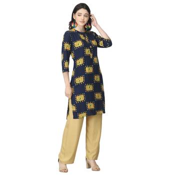 Navy-blue printed cotton cotton-kurtis 4